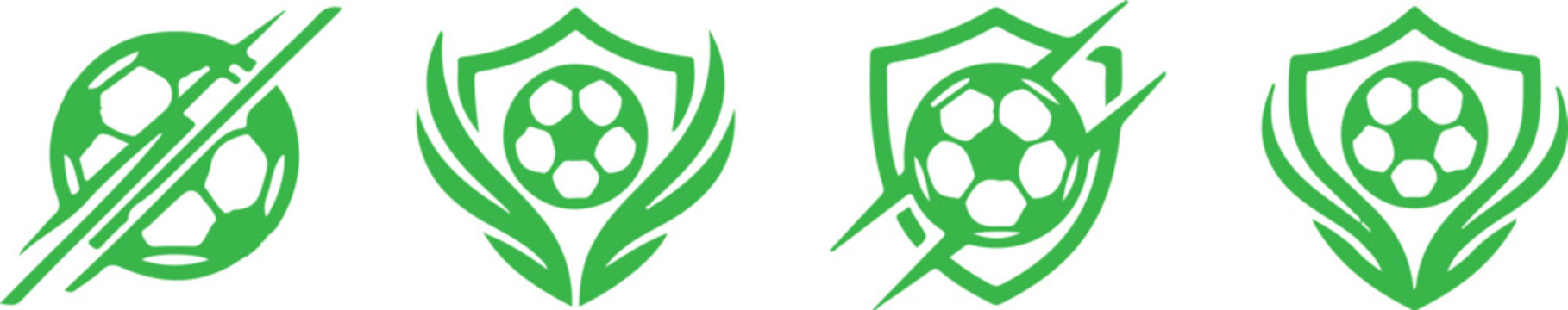 ark green football crest vector set with organic leaf wings and graphic shields