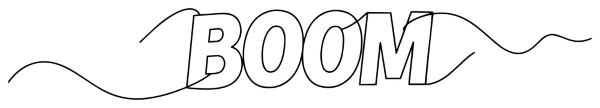 boom text explosion in comic style line illustration