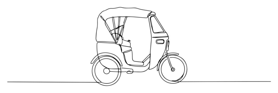 auto rickshaw tuk tuk india vector drawing