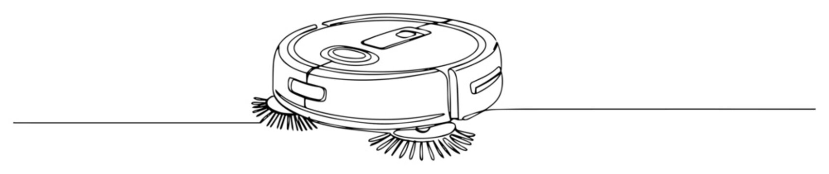 robot vacuum cleaner device vector engraving monoline