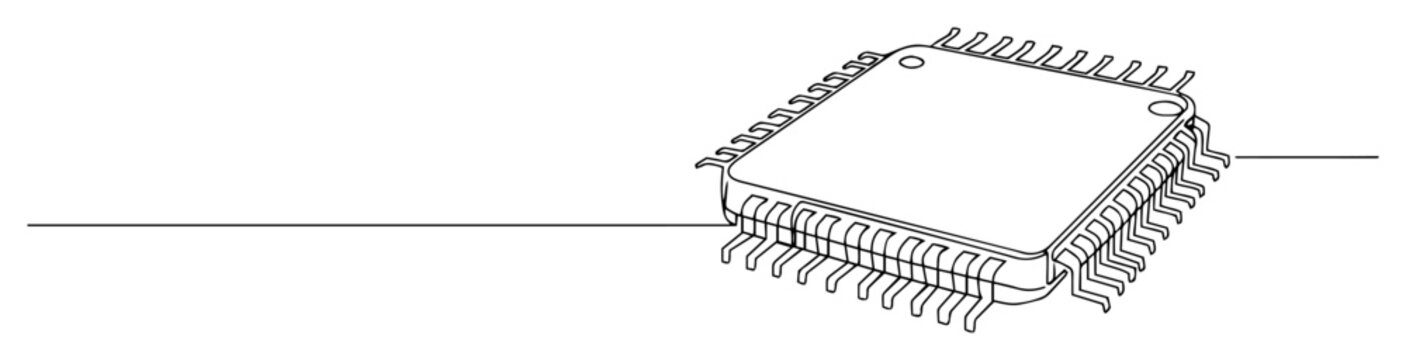 microchip processor hardware component monoline laser cutting vector