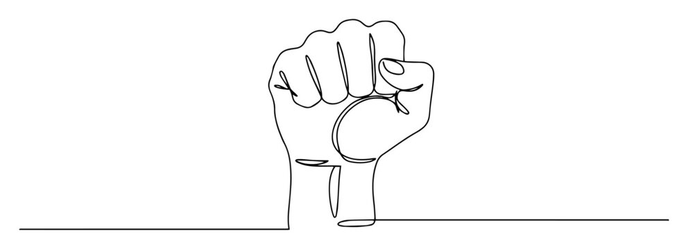 clenched fist power gesture monoline laser cutting vector