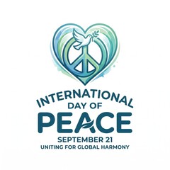 Obraz premium International day of peace design with a dove inside a heart and peace symbol for global harmony event