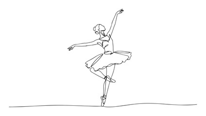 vector monoline engraving of ballerina dancing on one leg © Wieslaw