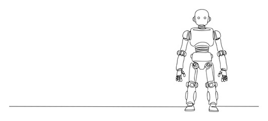 Fototapeta premium humanoid robot front view line art vector
