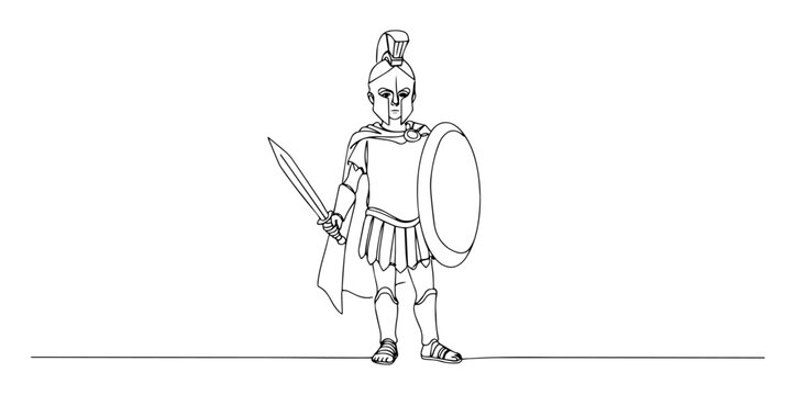 monoline laser cutting black vector roman warrior with sword