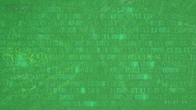 Green background with binary code and hacker text overlay, futuristic cyberpunk style digital wallpaper