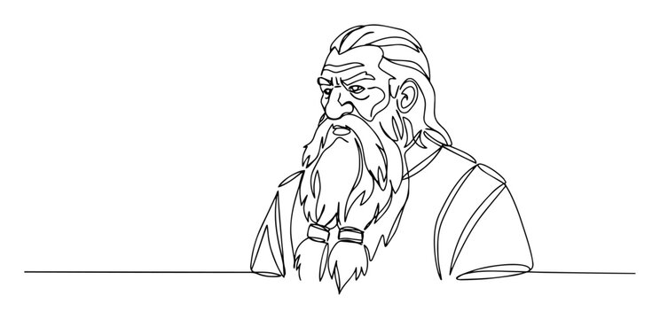 thin line black laser cutting vector old man with long beard