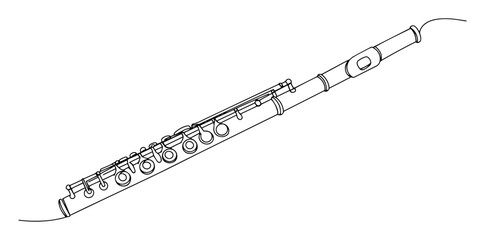 vector one line drawing of flute musical instrument © Wieslaw