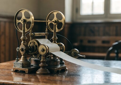 Vintage Polygraph Machine with Graph Paper Roll Printing Lie Detector Results. JPEG