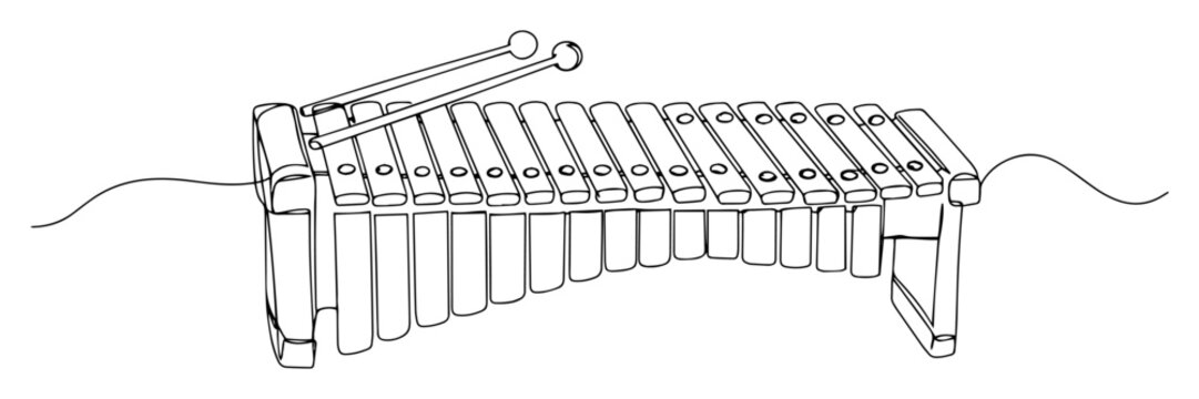 vector one line drawing of xylophone percussion instrument