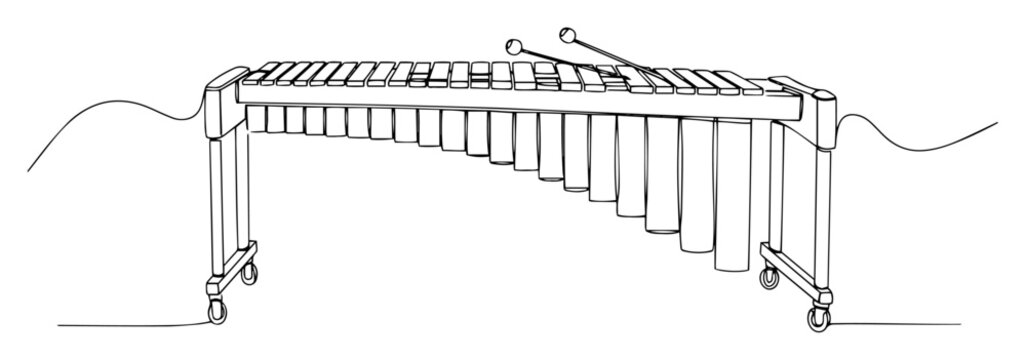 vector one line drawing of marimba musical instrument