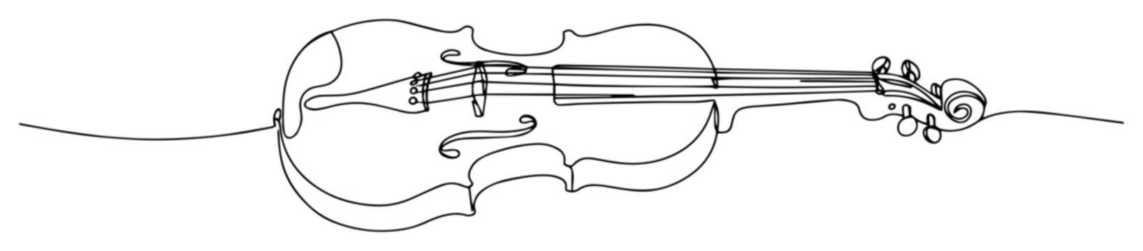 vector one line drawing of violin musical instrument