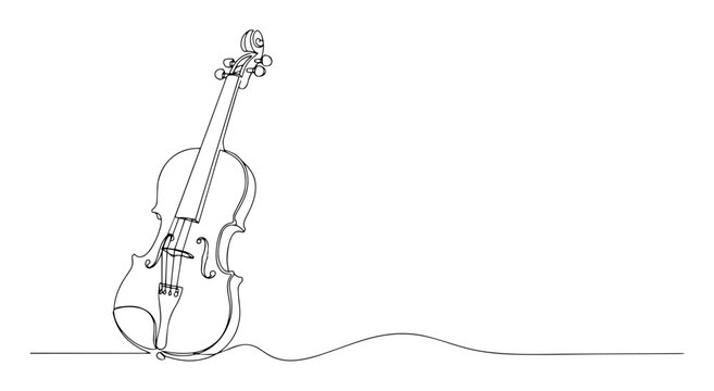 vector one line drawing of double bass musical instrument