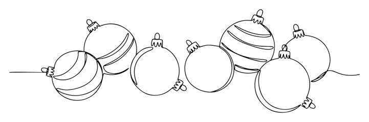 vector engraving monoline drawing of christmas baubles garland © Wieslaw