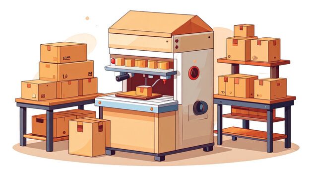 Industrial cardboard box packaging machine.
