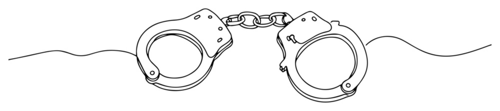 handcuffs line icon &ndash; arrest and detainment symbol