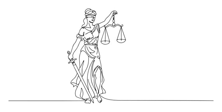 lady justice icon &ndash; balance law and fairness outline