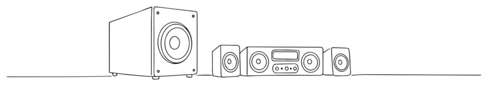 home audio system lineart &ndash; stereo player with speakers