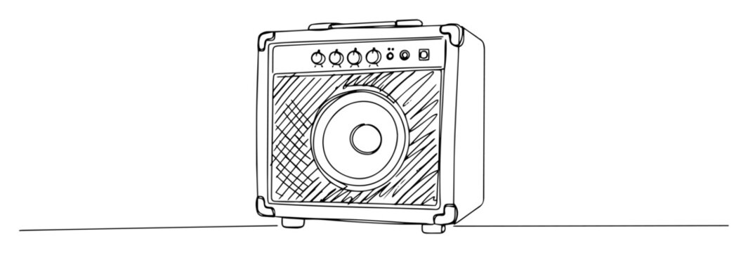guitar amplifier lineart &ndash; music speaker combo unit