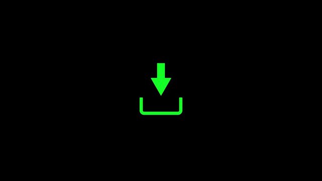 Green download icon with animated arrow vector graphic for digital interface design.