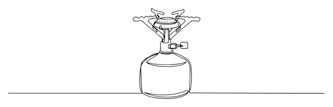 gas camping stove monoline vector