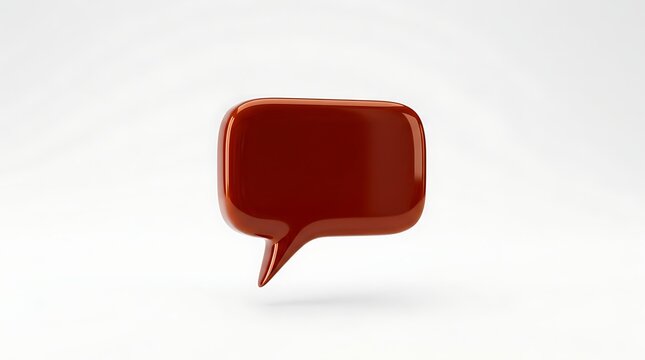 3D red speech bubble icon on white background