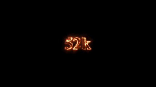 Neon glowing fifty two thousand followers milestone animation for social media.