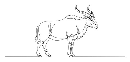 antelope standing side view engraving oneline vector © Wieslaw