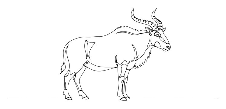 antelope standing side view engraving oneline vector