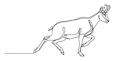 antelope running side profile engraving oneline vector © Wieslaw