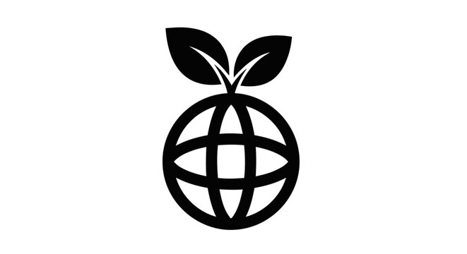 Vector illustration of ecofriendly global icon with leaves on top on a transparent background