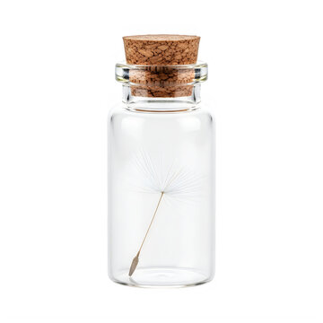 Small glass bottle with cork stopper and string