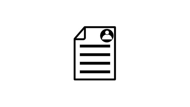 Business Document User Profile Resume CV Line Icon Animation Paper Content Layout Concept on White Background