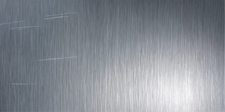Brushed Metal Surface: A close-up view of a brushed metal surface, showing fine, parallel lines and subtle reflections, suggesting industrial or technological applications.Brushed metal background wit