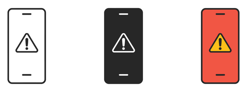 Phone Alert Notification Icon Representing Error Warning Messages, Mobile System Alerts, Push Notifications, and Communication Status Symbol, vector design