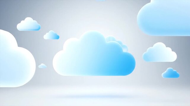 Soft blue clouds float against a light gray gradient background evoking a calm and dreamy sky atmosphere for creative projects.