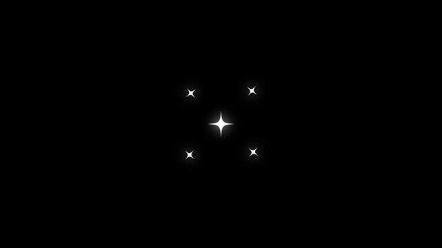 Twinkling star vector glowing star light effect doodle style on black screen chroma key background featuring twinkle sparkle stars animation for festive holiday event editing assets.