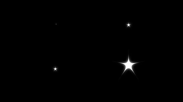 High quality star twinkle black  background animation with sparkling particle lights floating on night sky captured in 4k resolution for meditation and outer space video themes.