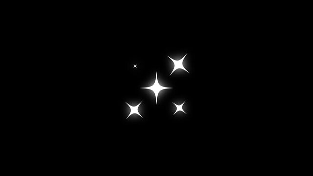 Magical sparkling effects trail with single shining light colors and elegant twinkle star glitter sparkle 4k animation on a dark black screen background for abstract video overlay.