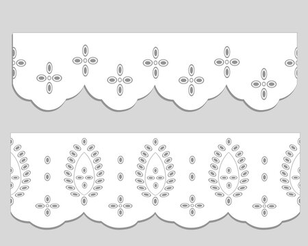 vintage lace cotton vector Decorative ornament for border of fabric Stylized texture of embroidery, imitation satin stitch. ornamental style. Seamless design collar,	eyelet  cut out