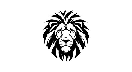 Fototapeta premium Stylized majestic black and white lion head illustration