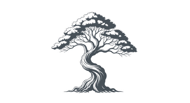 Tree with twisted trunk and branches.