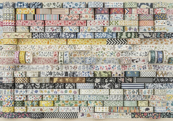 Fototapeta premium Colorful fabric swatches, textile patterns, woven designs, fabric textures isolated on White Background
