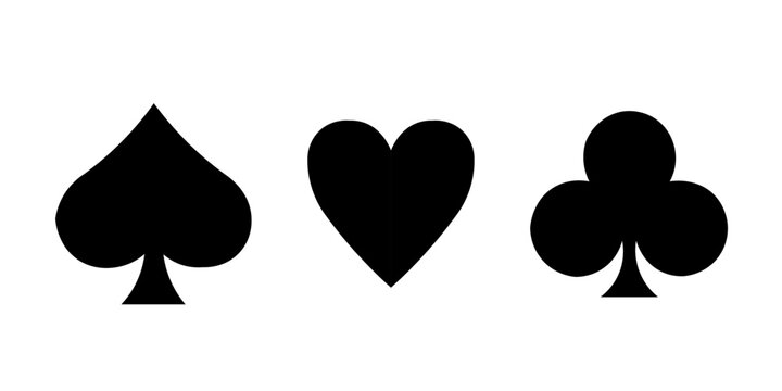 Playing cards suit icon set diamonds hearts clubs spades symbols vector collection isolated.