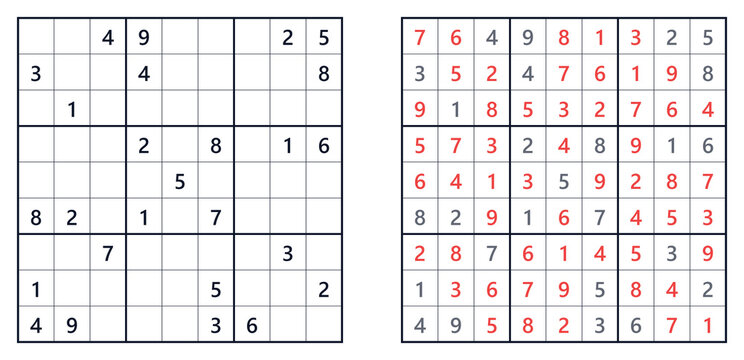 Sudoku puzzle 9x9 expert level for adults printable with answers A4