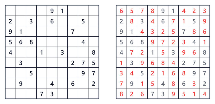 Sudoku puzzle 9x9 hard for adults printable with answers A4
