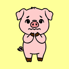 Fototapeta premium Surprised shocked cartoon pig character face