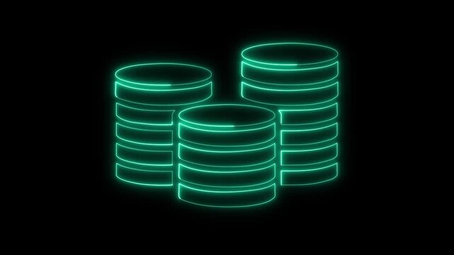 Glowing neon line Coin money with pound sterling symbol icon isolated on black background. Banking currency sign. Cash symbol. 4K Video motion graphic animation.