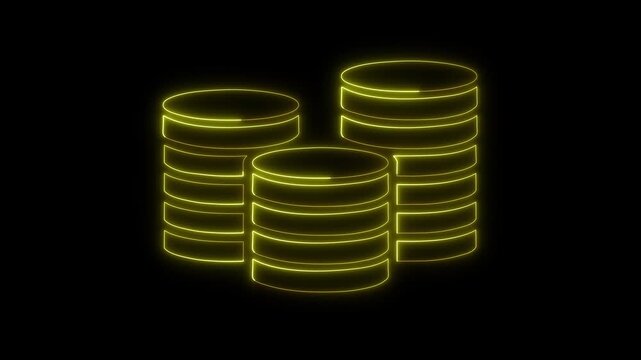 Glowing neon line Coin money with pound sterling symbol icon isolated on black background. Banking currency sign. Cash symbol. 4K Video motion graphic animation.